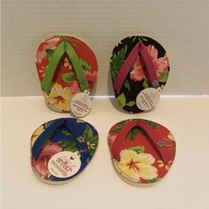 Hibiscus Hula Flip Flop Coaster Set of 4 Carrie & Co Drinkware Brand New w/ Tags